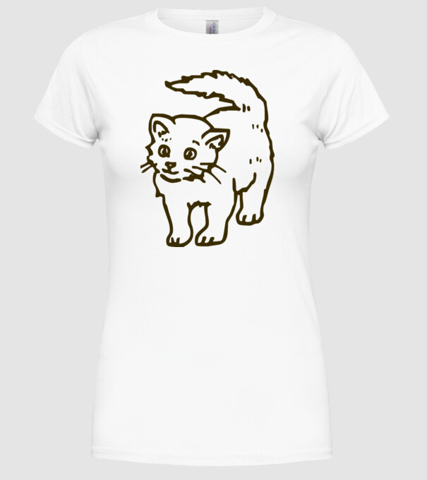 Pisică model alb pe tricou
