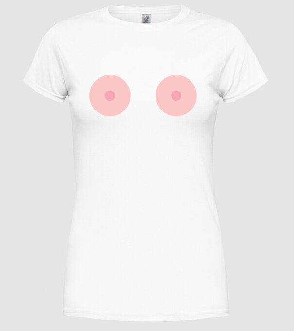 Țâțe model alb pe tricou