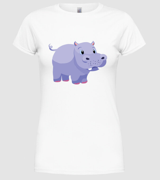 Hipopotam drăguț model alb pe tricou