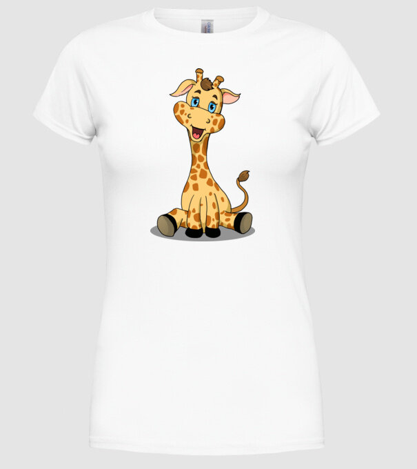 Cute giraffe model alb pe tricou