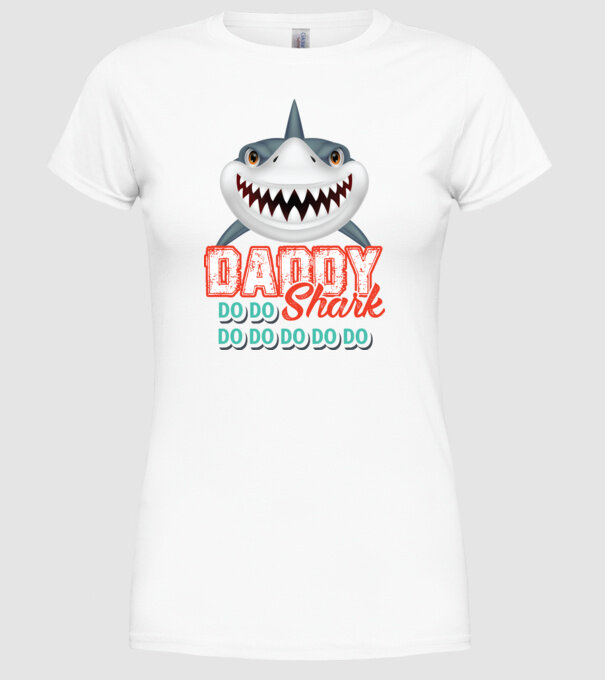 Daddy shark model alb pe tricou