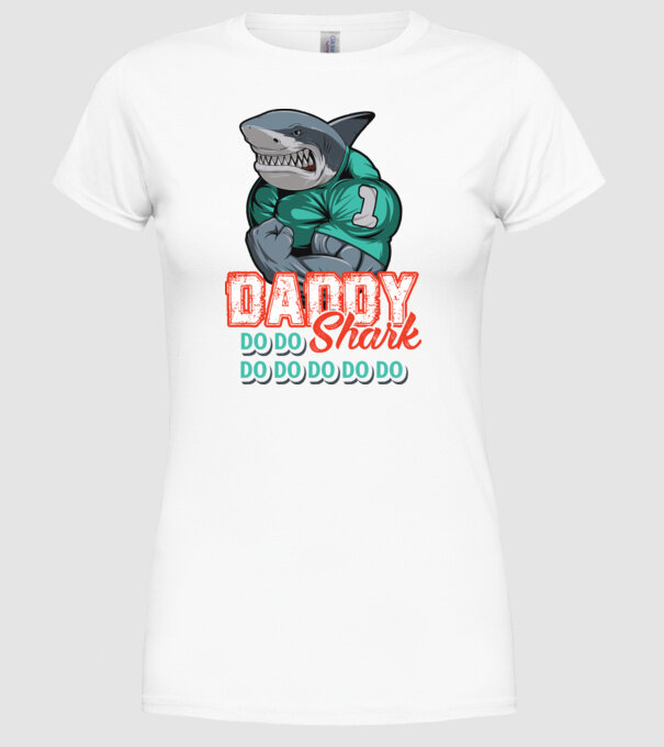 Daddy Shark do do do do model alb pe tricou