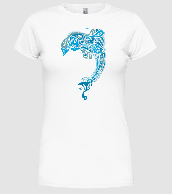 delfin model alb pe tricou