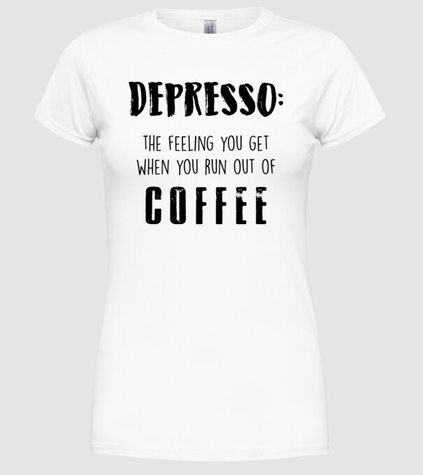 Depresso model alb pe tricou