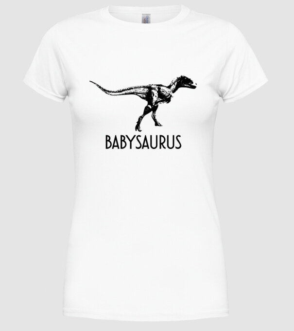 Familia de dinozauri Babysaurus model alb pe tricou