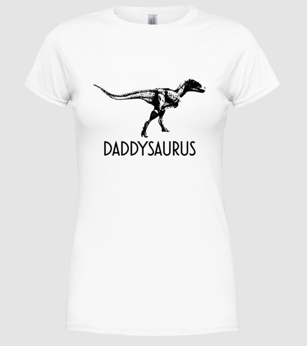 Familia de dinozauri Daddysaurus model alb pe tricou