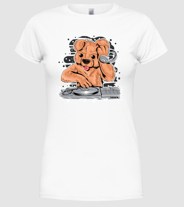 Urs Dj model alb pe tricou