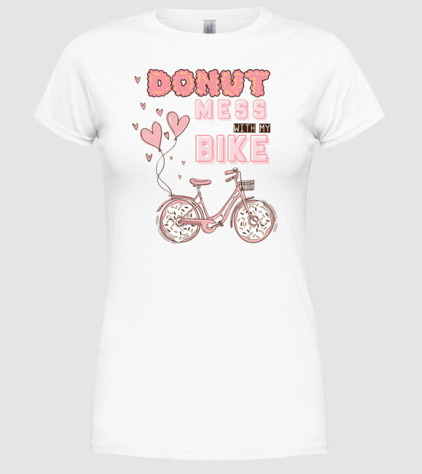 Donut mess with my bike model alb pe tricou
