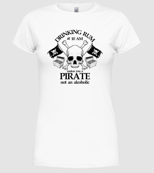 Drinking rum model alb pe tricou