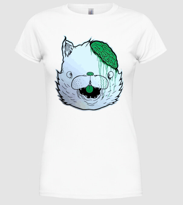 Dropdead! Cat model alb pe tricou