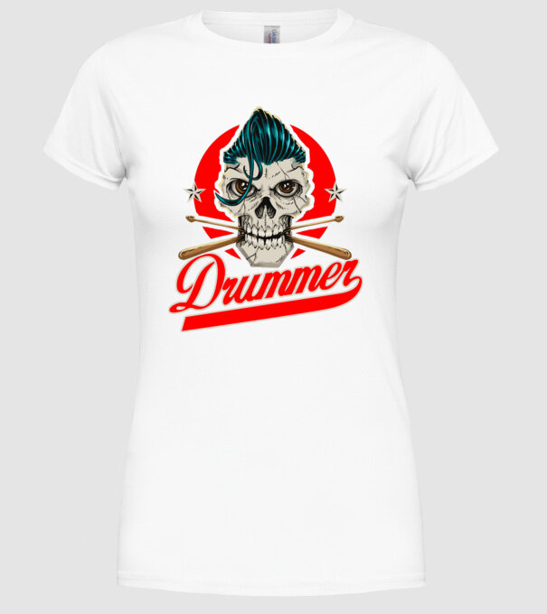 Drummer model alb pe tricou