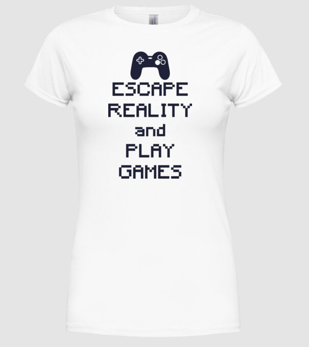 Escape reality model alb pe tricou