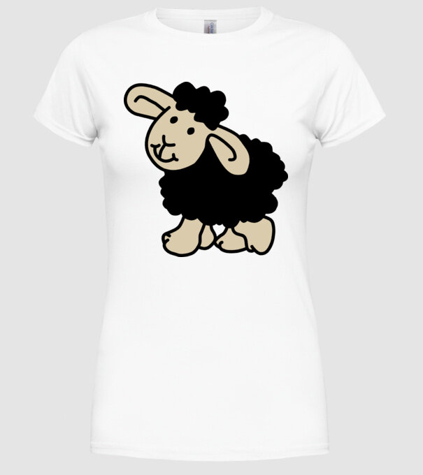 Oaie neagră model alb pe tricou