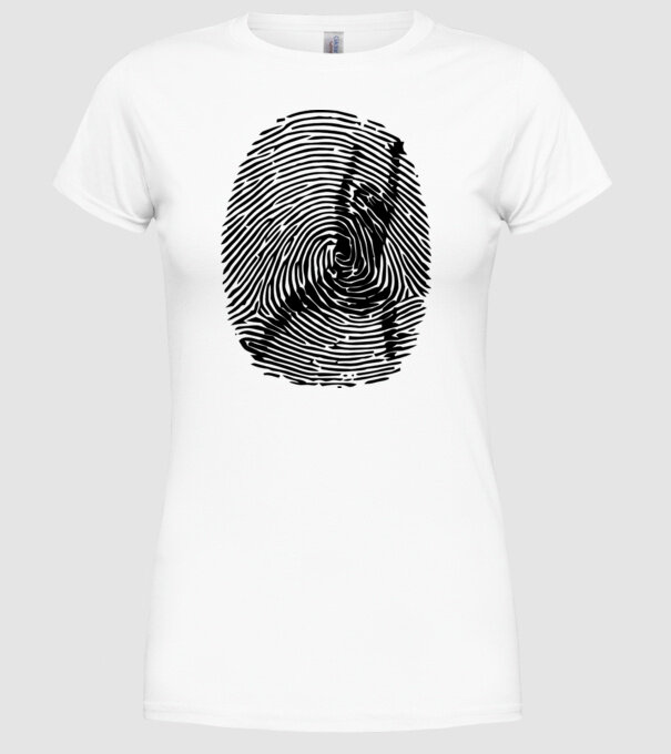 fingerprint model alb pe tricou