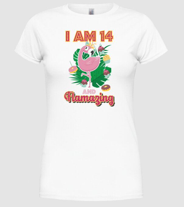 FLAMAZING Birthday 14 Years old model alb pe tricou