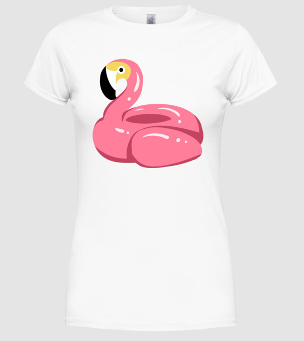 Flamingo colac de înot model alb pe tricou