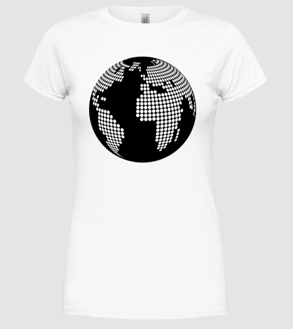 Glob pământesc model alb pe tricou