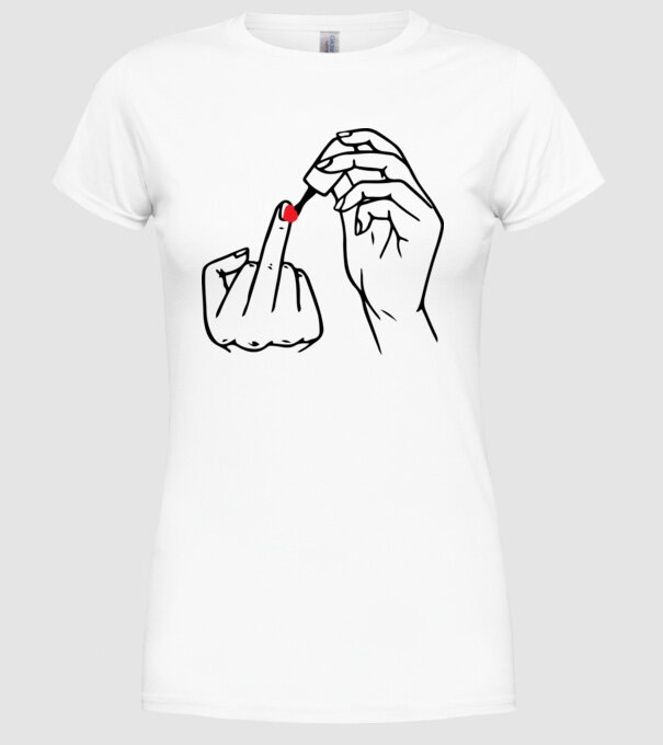 Nail polish Fuck U model alb pe tricou