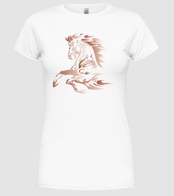 cal alergând model alb pe tricou