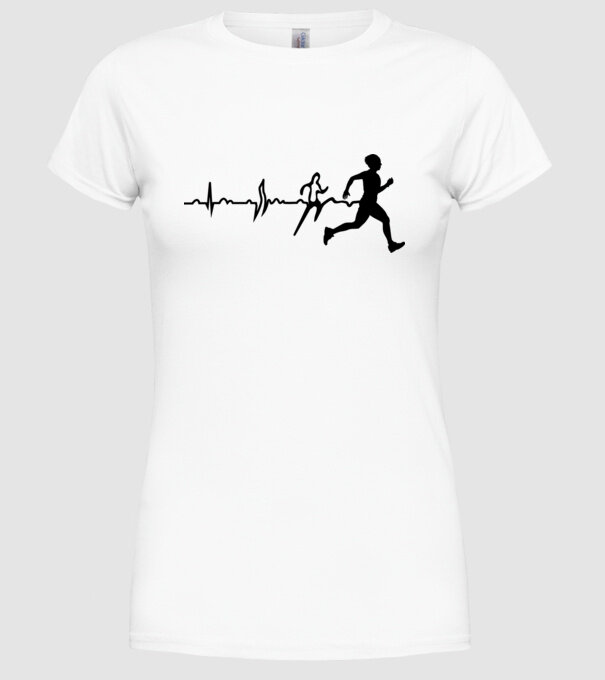 bărbat alergător ecg model alb pe tricou