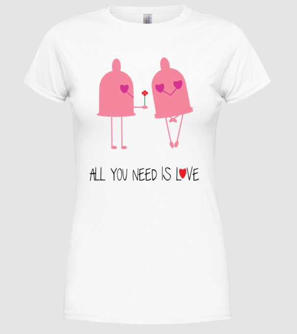 All you need is love model alb pe tricou