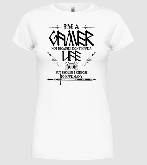 Gamer Life model alb pe tricou