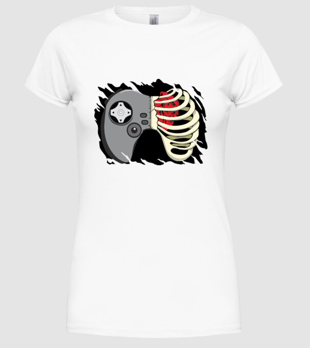 Inimă Gamer model alb pe tricou