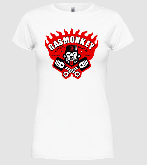 Gas Monkey model alb pe tricou
