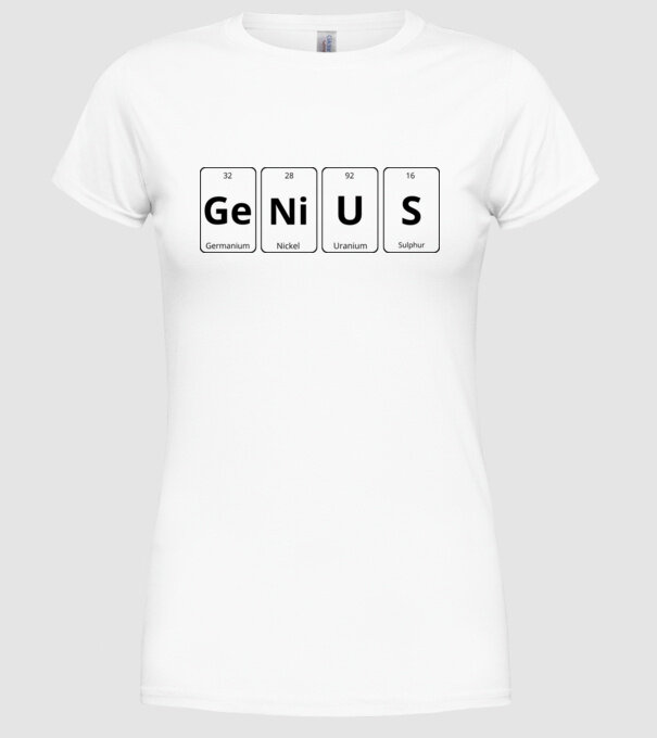 Genius periodic model alb pe tricou