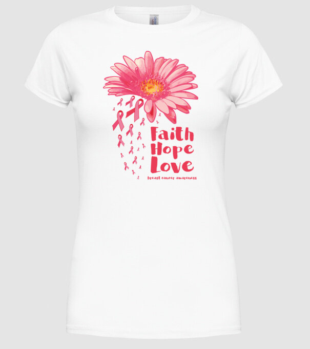 Gerbera faith hope love model alb pe tricou