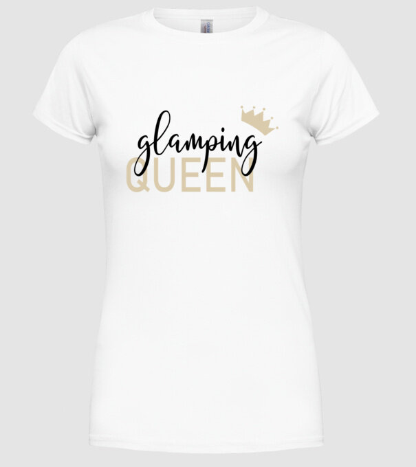 Glamping queen model alb pe tricou