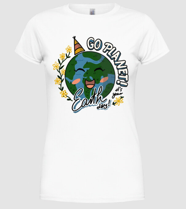 Go planet model alb pe tricou