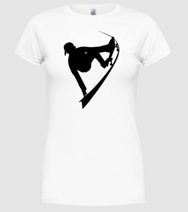 Skateboarder model alb pe tricou
