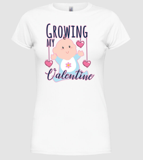 Growing my Valentine model alb pe tricou