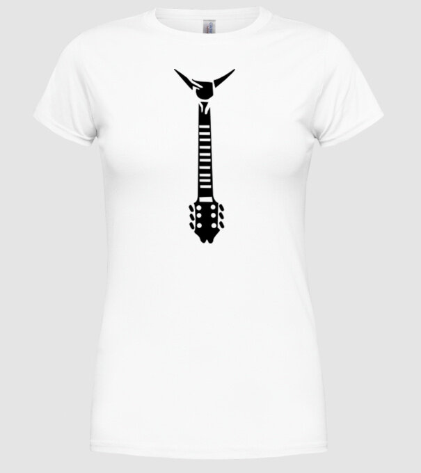 Guitar Tie model alb pe tricou