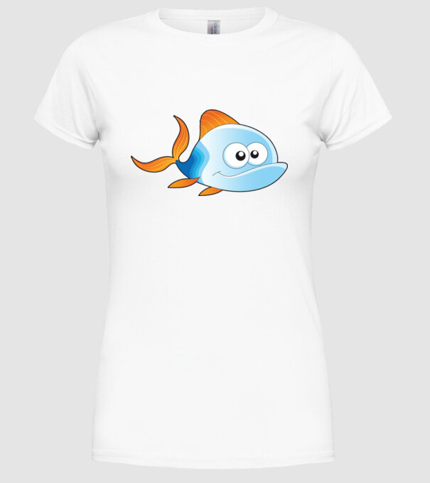Fish model alb pe tricou