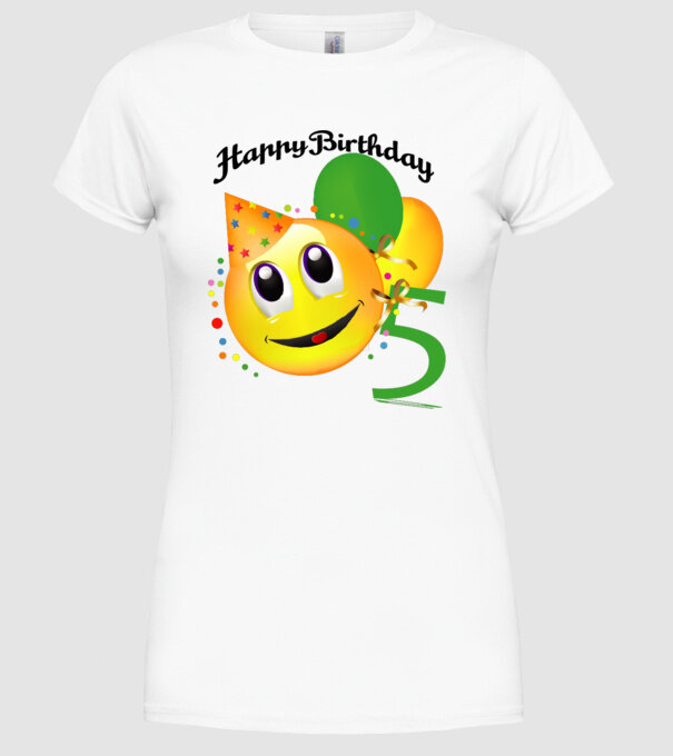 happy birthday 5th model alb pe tricou