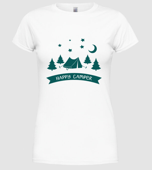 Happy camper tent model alb pe tricou