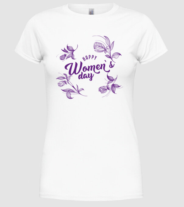 'Happy women''s day' model alb pe tricou