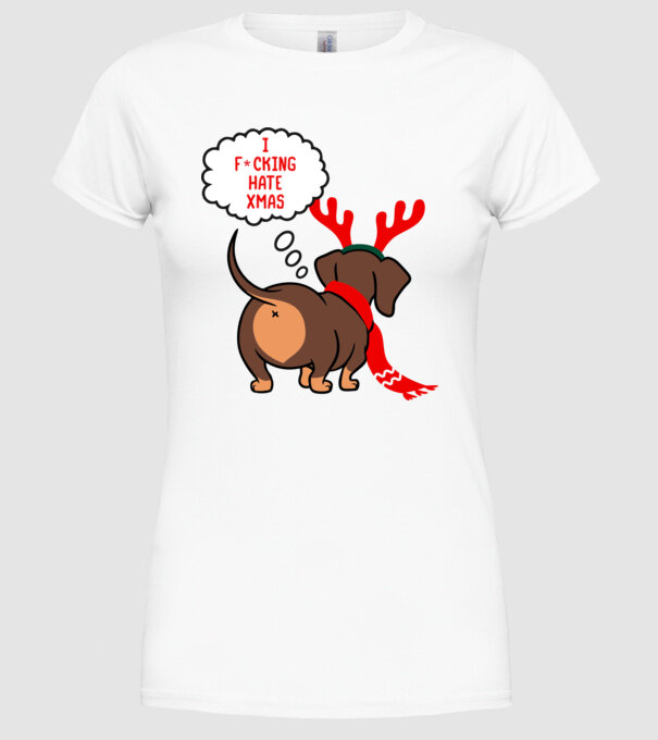 Hate Xmas model alb pe tricou