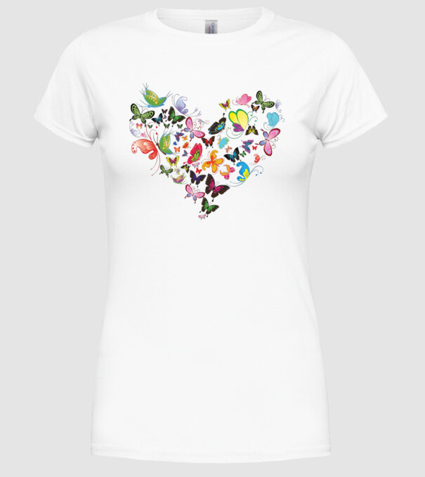 Butterfly Heart model alb pe tricou