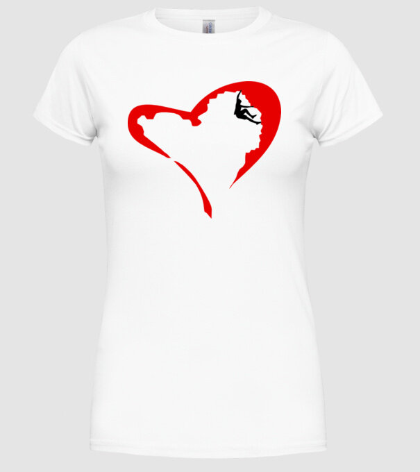 heartclimb model alb pe tricou