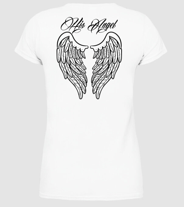 His Angel model alb pe tricou