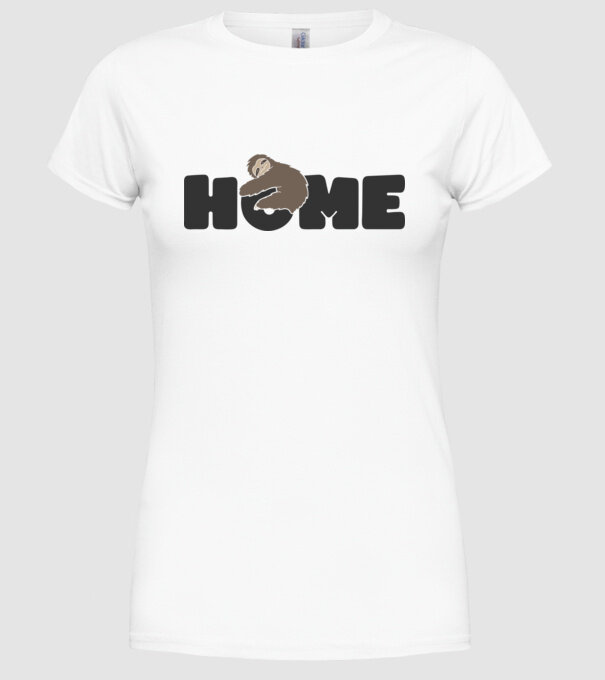 Home Sloth model alb pe tricou
