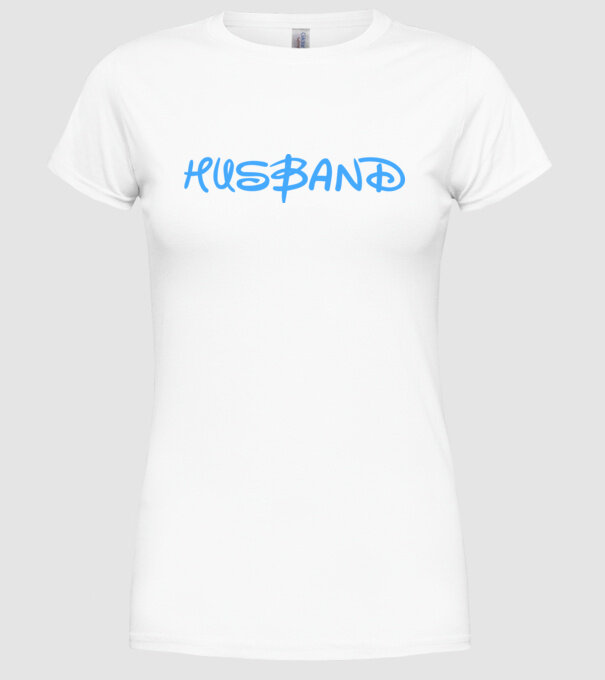 Husband model alb pe tricou
