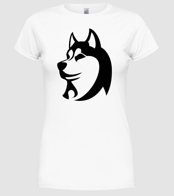 Husky model alb pe tricou