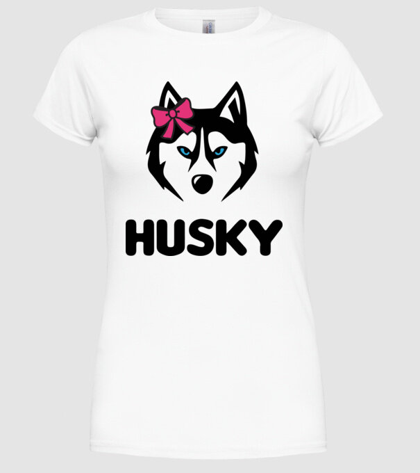 Husky fată model alb pe tricou
