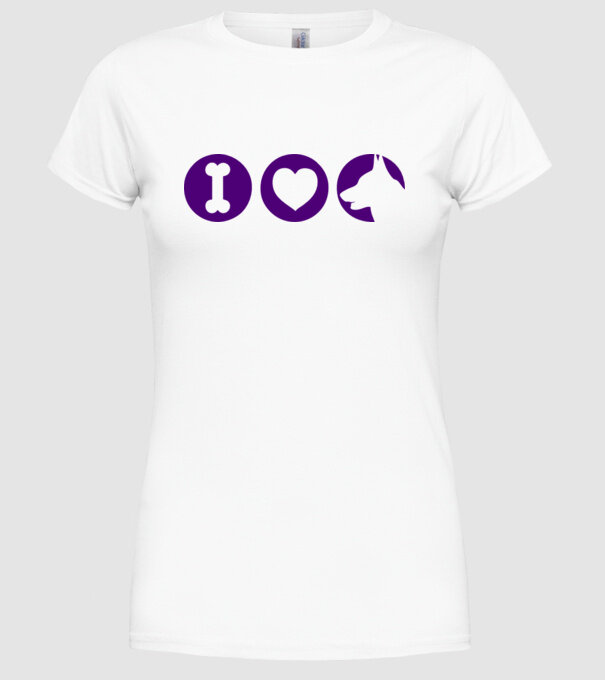 I Love model alb pe tricou