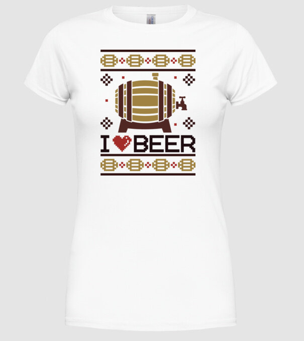 I love beer ugly sweater model alb pe tricou