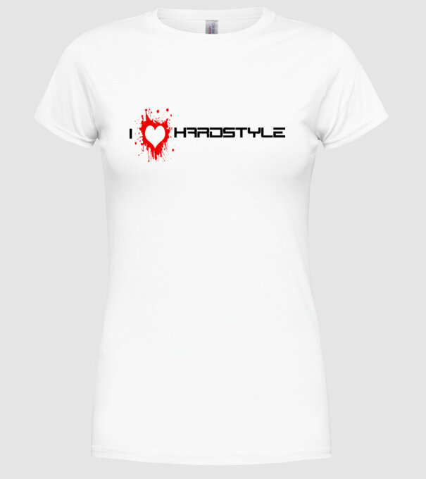 i love hardstyle model alb pe tricou